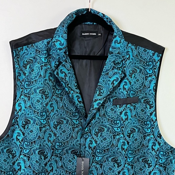 Barry.Wang Men’s Blue/green Black Paisley Vest Adjustable Back Belt Size 3XL - Picture 3 of 13